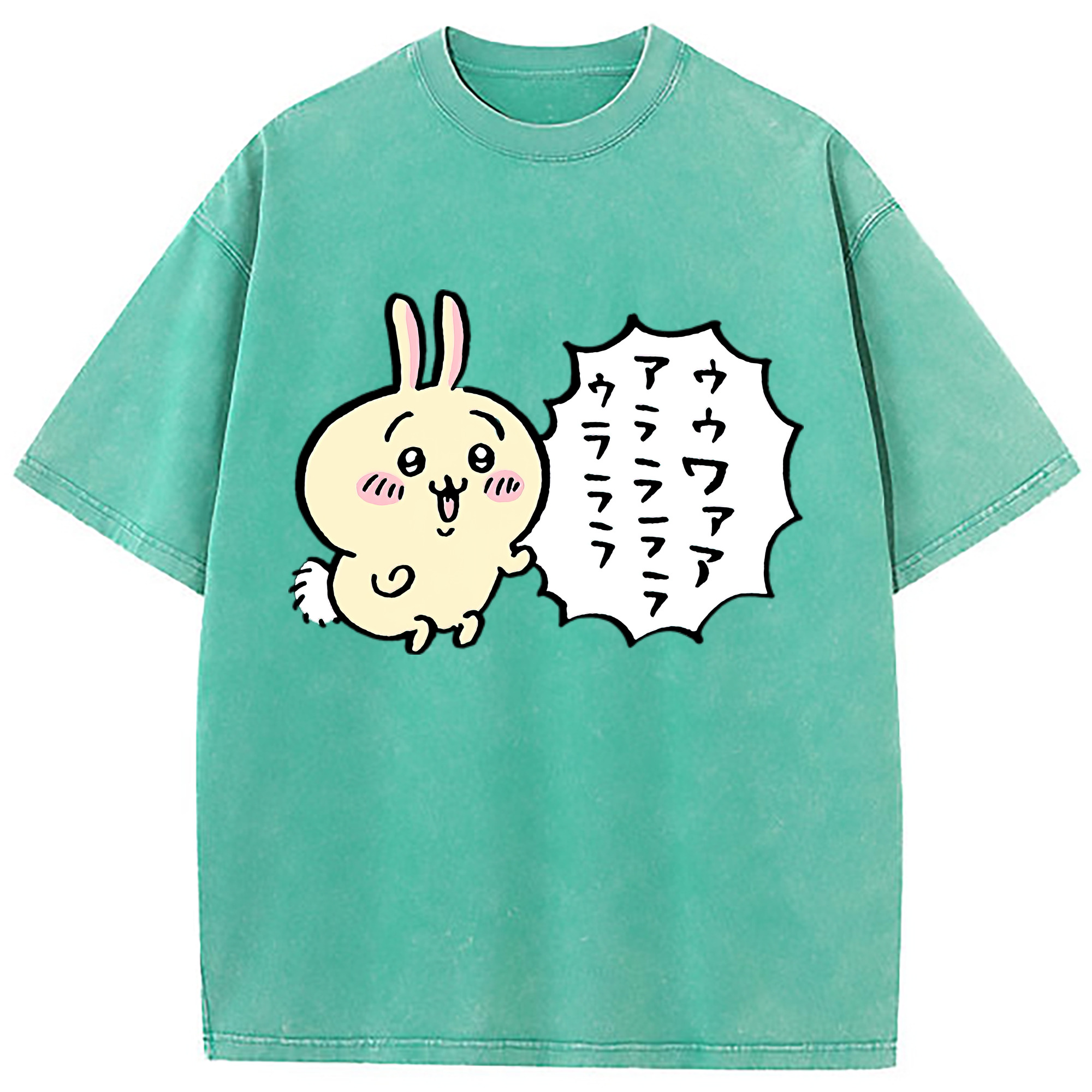 （画像用） ちいかわ うさぎ Chii-kawa usagi 綿100% ヴィンテージ風 半袖Tシャツ（フロントプリント）
